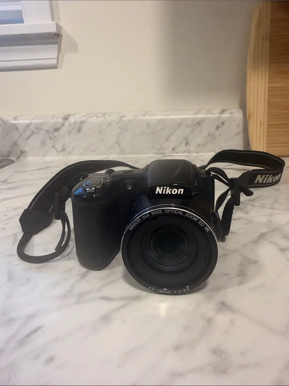 Nikon Black Bridge Camera with Zoom Lens and Strap